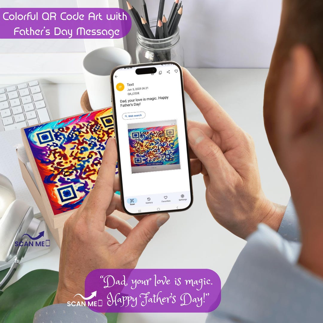 Qr Code Raimbow Personalized QR Code Message | Custom Rainbow QR Digital Art for Father ...