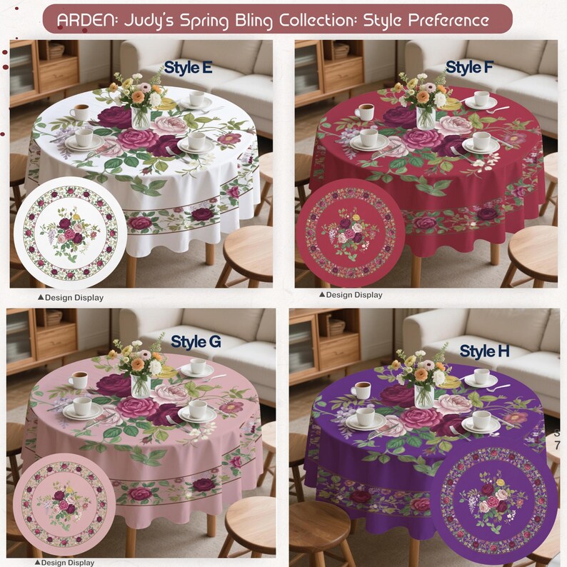 Spring Floral Round Tablecloth | Vintage Rose, Waterproof Peach Skin ...