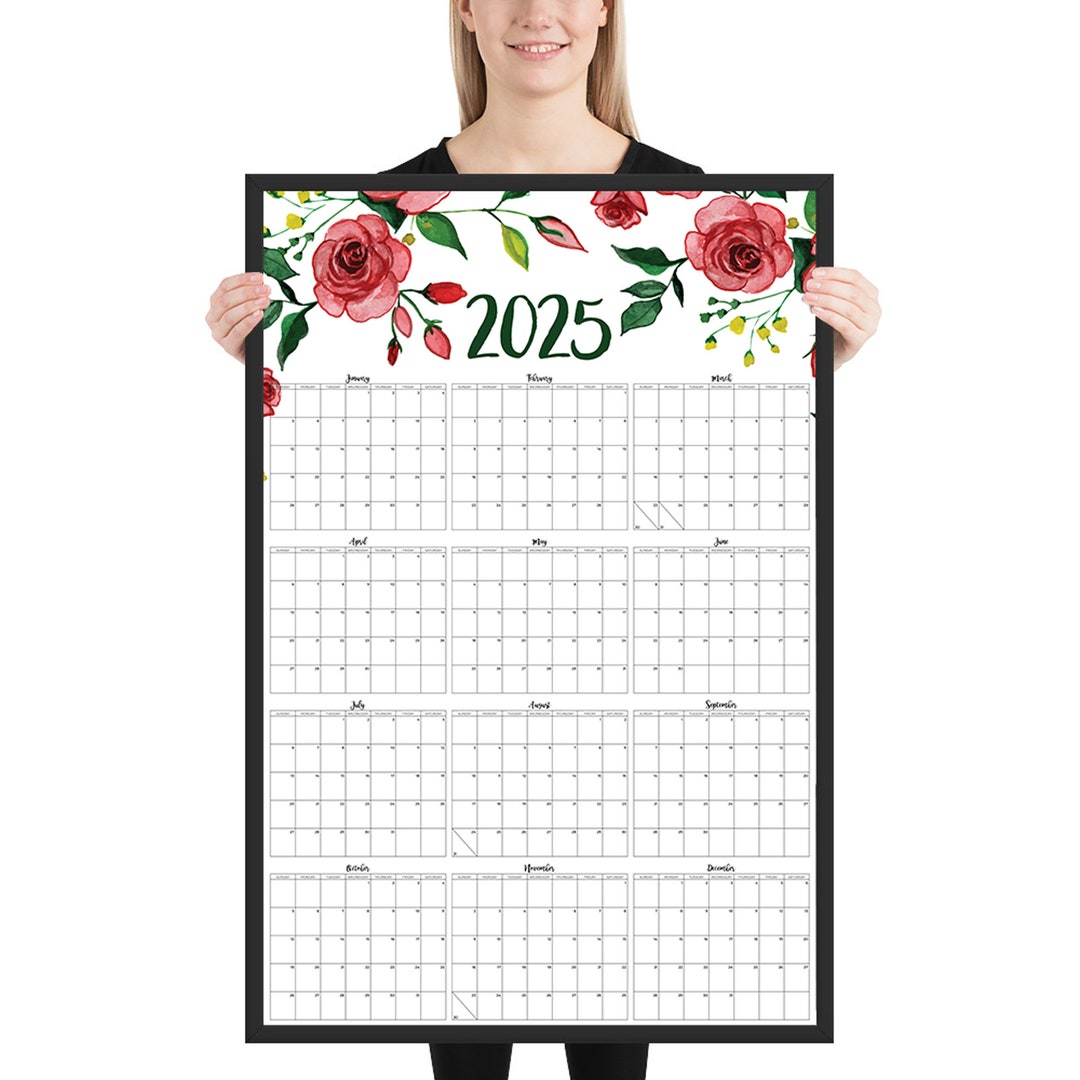 Large 2025 Wall Calendar Printable Poster, Large Format 24x36 Size ...