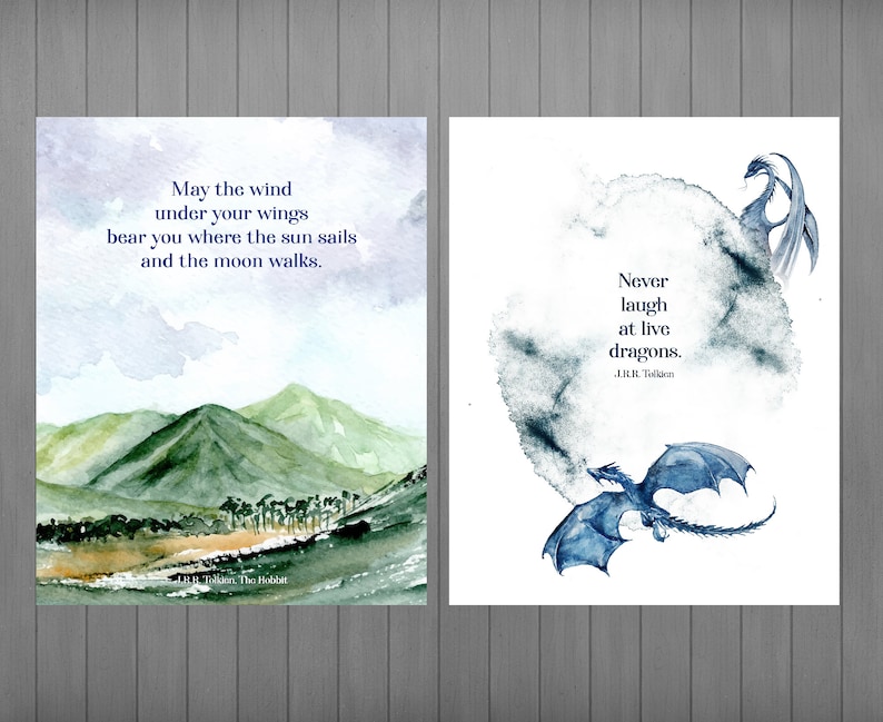 Tolkien Art Prints, Set of 10 Tolkien Printables, Lord of the Rings Art, Man Cave Decor, The Hobbit, Gandalf image 5