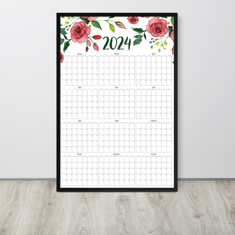 Large 2024 Wall Calendar Printable Poster Large Format 24x36 Etsy