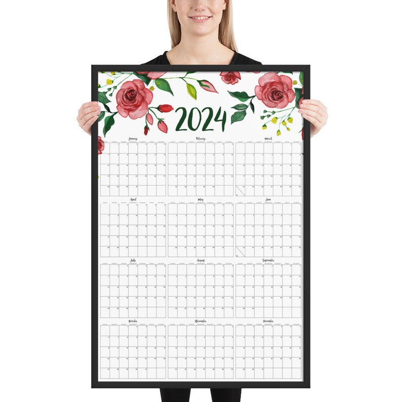 Large 2024 Wall Calendar Printable Poster Large Format 24x36 Etsy