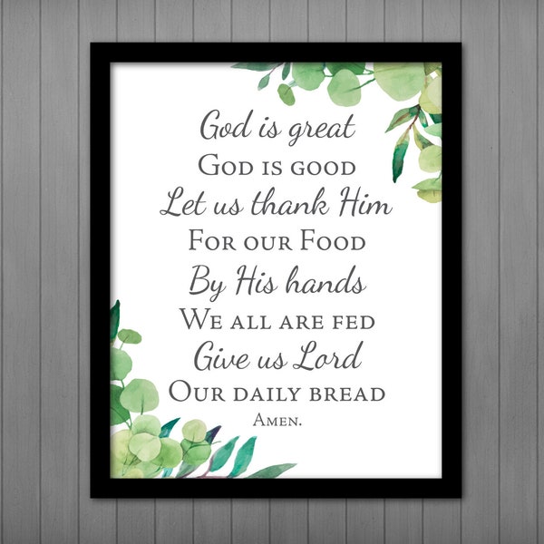 God is Great God is Good Dinner Table Prayer Printable | Christian Home Decor