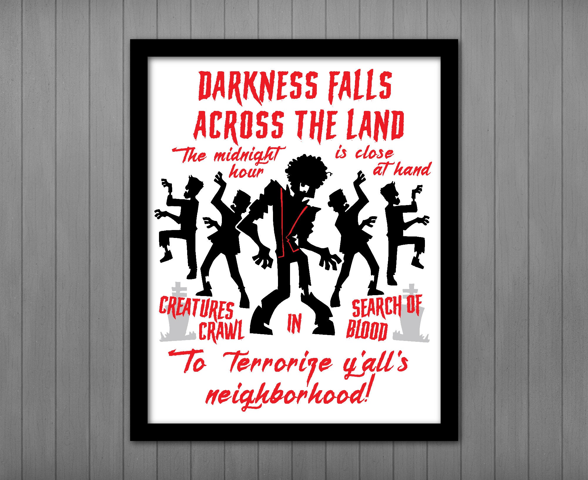 Thriller By Michael Jackson Song Lyric Printable Halloween Etsy Uk