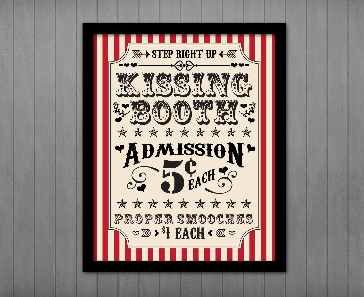Kissing Booth Sign Printable: Circus Carnival Decor (digital