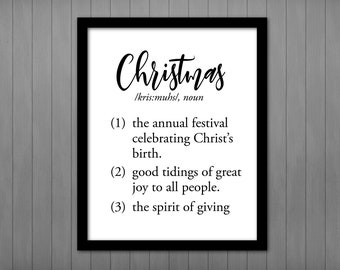 Christmas PRINTABLE Definition Sign and Instant Download