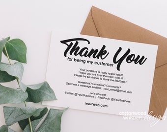 INSTANT Reseller Thank You Cards, Editable PDF Purchase Thank You Inserts for Online Shops, Reseller, Thank You, Ebay, Mercari, Etsy, Shop