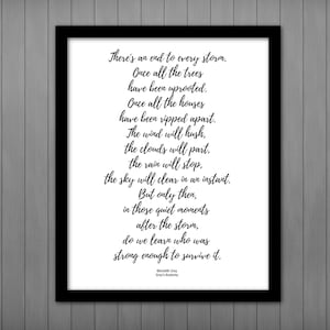 Grey&#39;s Anatomy Quote Print: There&#39;s an end to every storm, Inspirational Wall Art (Digital Download)