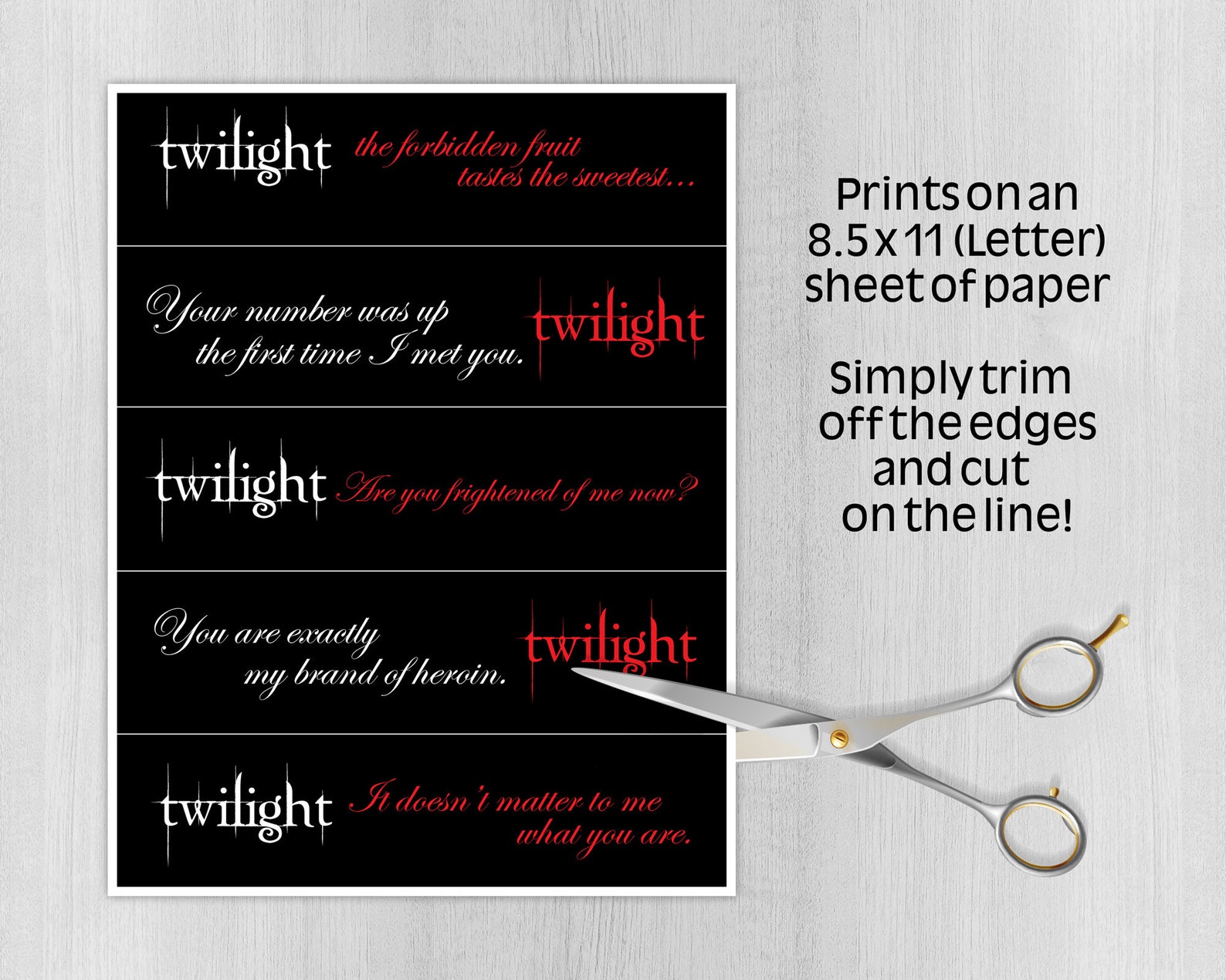 Twilight Bookmarks Set of 5 Instant Download &amp; Printable - Etsy