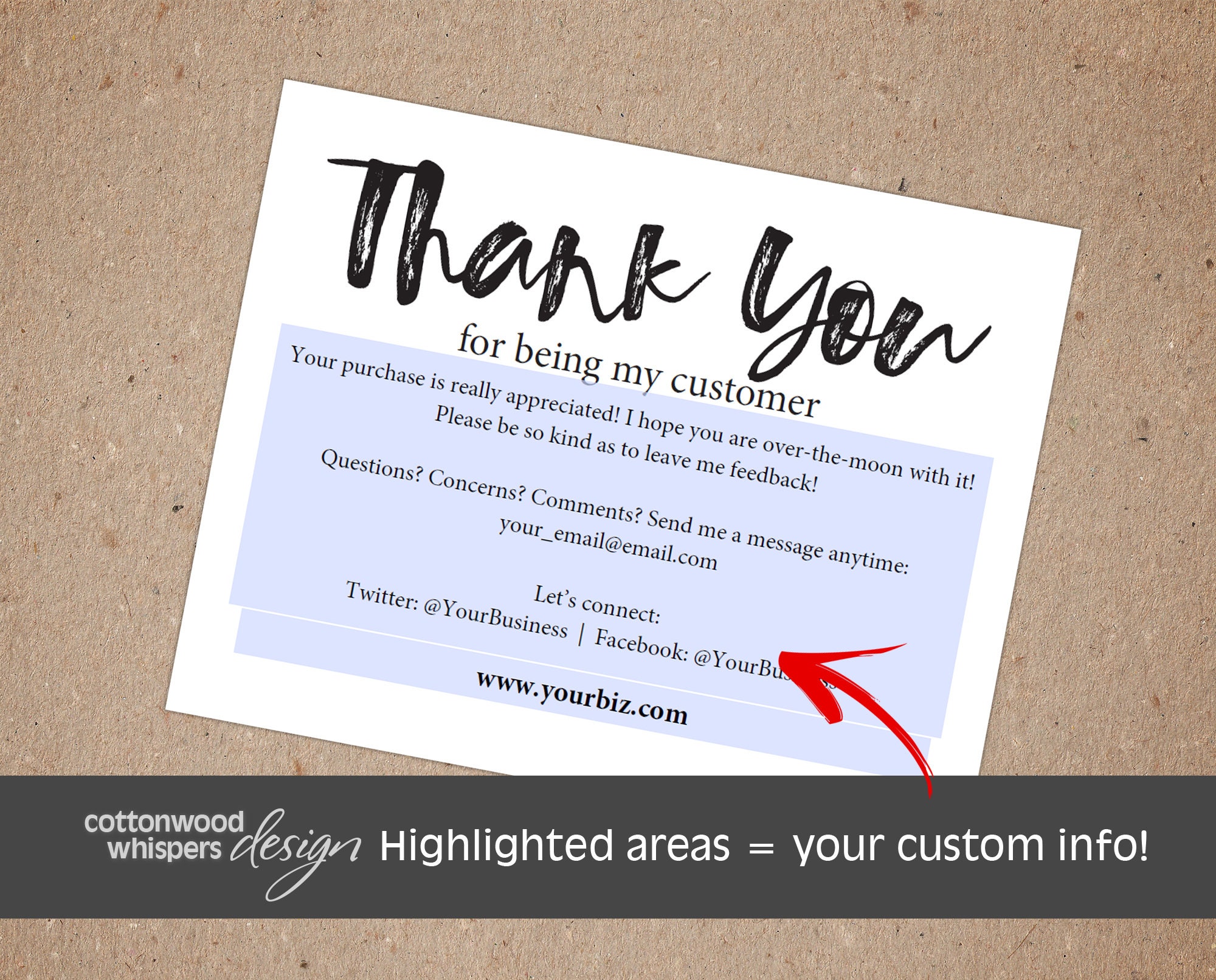 INSTANT Business Thank You Cards Editable PDF Purchase Thank - Etsy