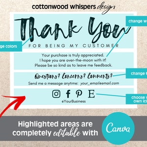 Customer Appreciation Thank You Card for Business, Editable Canva Template, Insert for Online Shops, Reseller Thank You, Ebay, Mercari, Etsy image 2