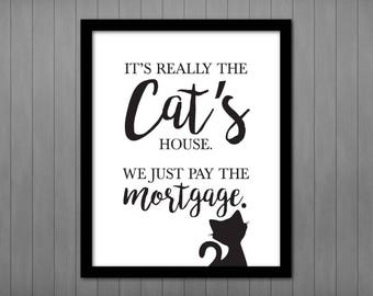 It's Really the Cat's House We/I Just Pay The Mortgage PRINTABLE a Funny Housewarming Gift
