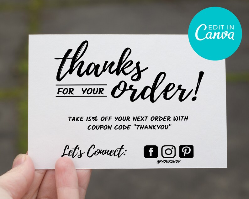 Thank You for Shopping Cards Editable Canva Template Inserts | Etsy