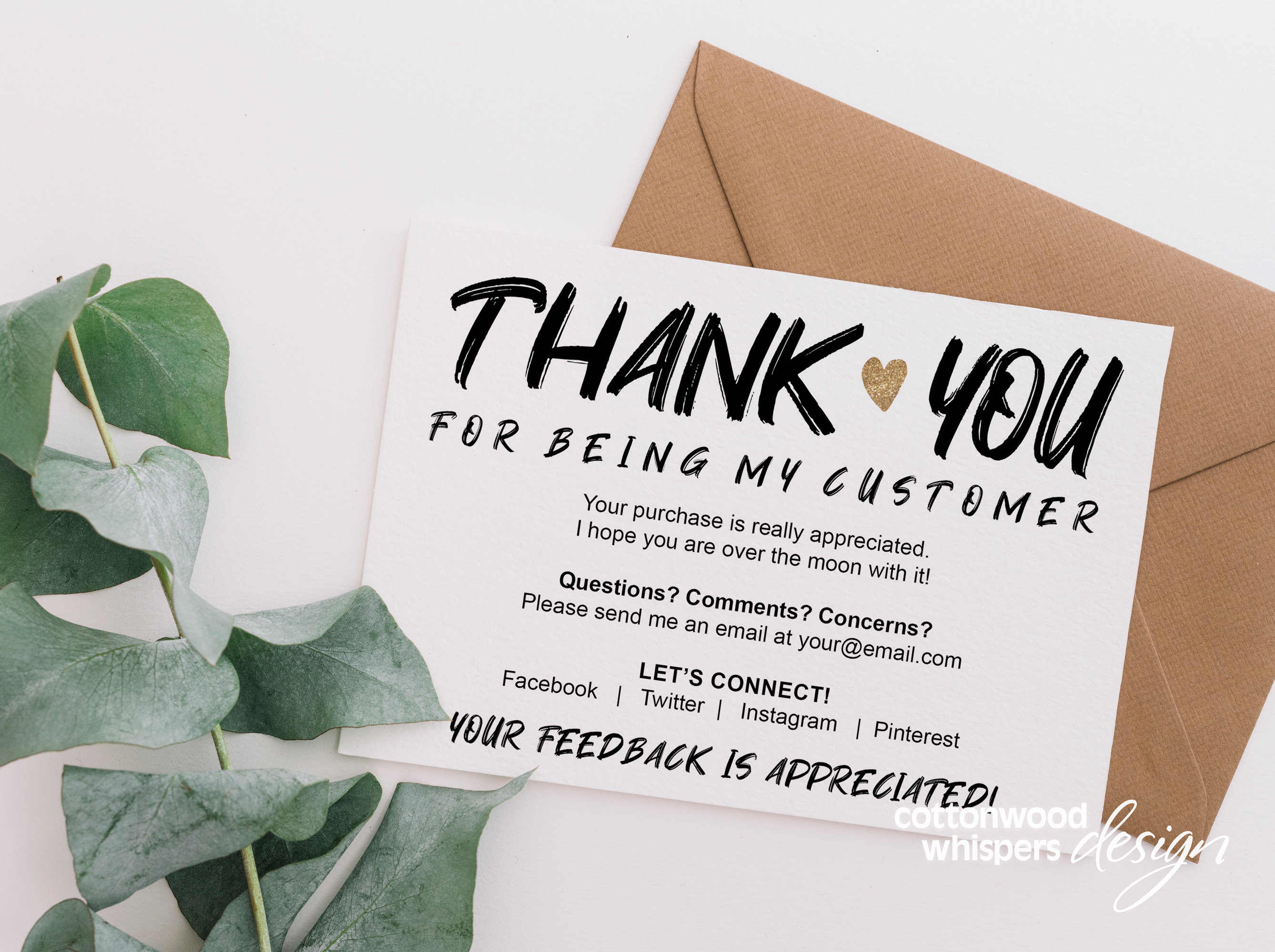 Customer Appreciation Thank You Card for Business, Editable Canva Template,  Insert for Online Shops, Reseller Thank You, , Mercari,  