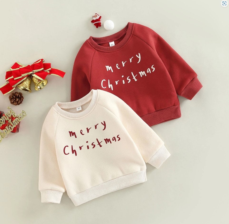 Toddler Baby Girl Boy Christmas Sweater Long Sleeve Warm Jacket Pullover Sweatshirt Coat Red Xmas Clothes 