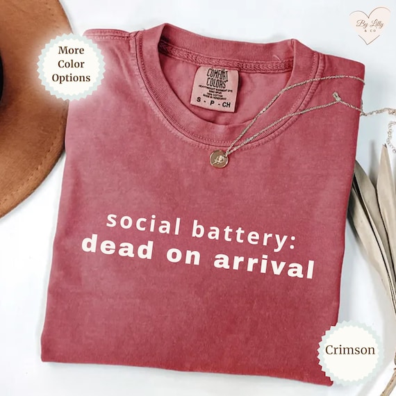 Social Battery Shirt - Comfort Colors® Funny Introvert Tee | Social Anxiety Humor | Antisocial Shirt | Introvert Gift