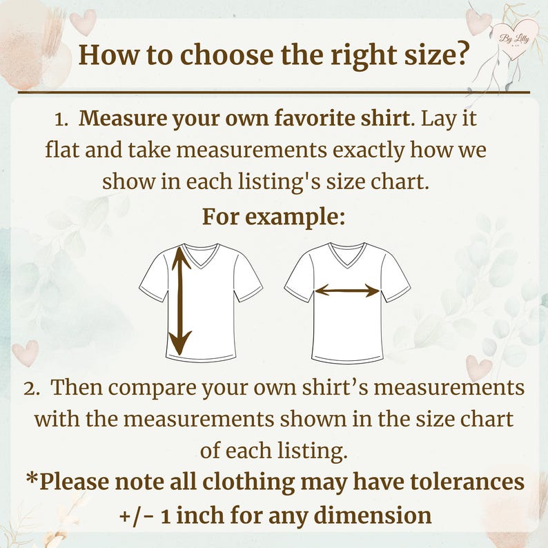Puede incluir: Una imagen con texto que explica c&oacute;mo elegir la talla de ropa correcta. Muestra c&oacute;mo medir una camisa y compararla con una tabla de tallas. El texto incluye "&iquest;C&oacute;mo elegir la talla correcta?" y "Por ejemplo:" con ilustraciones de camisetas.