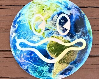 King Gizzard Earth Fishie Face Hologram Sticker