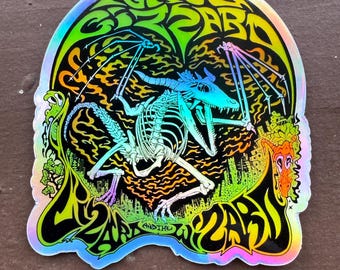 King Gizzard Dragon Skeleton Hologram Sticker