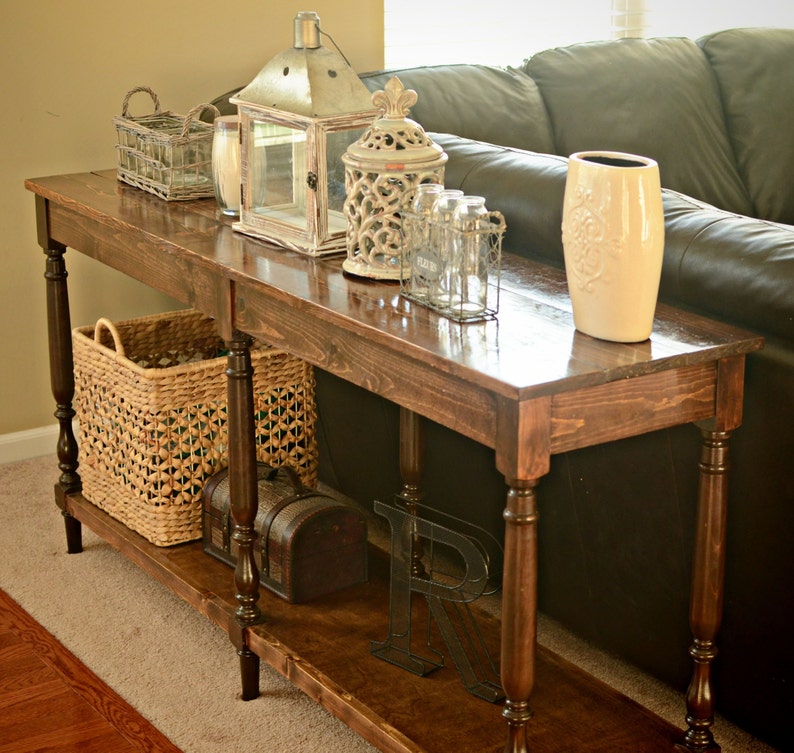 Custom wood console table with turned legs | Etsy