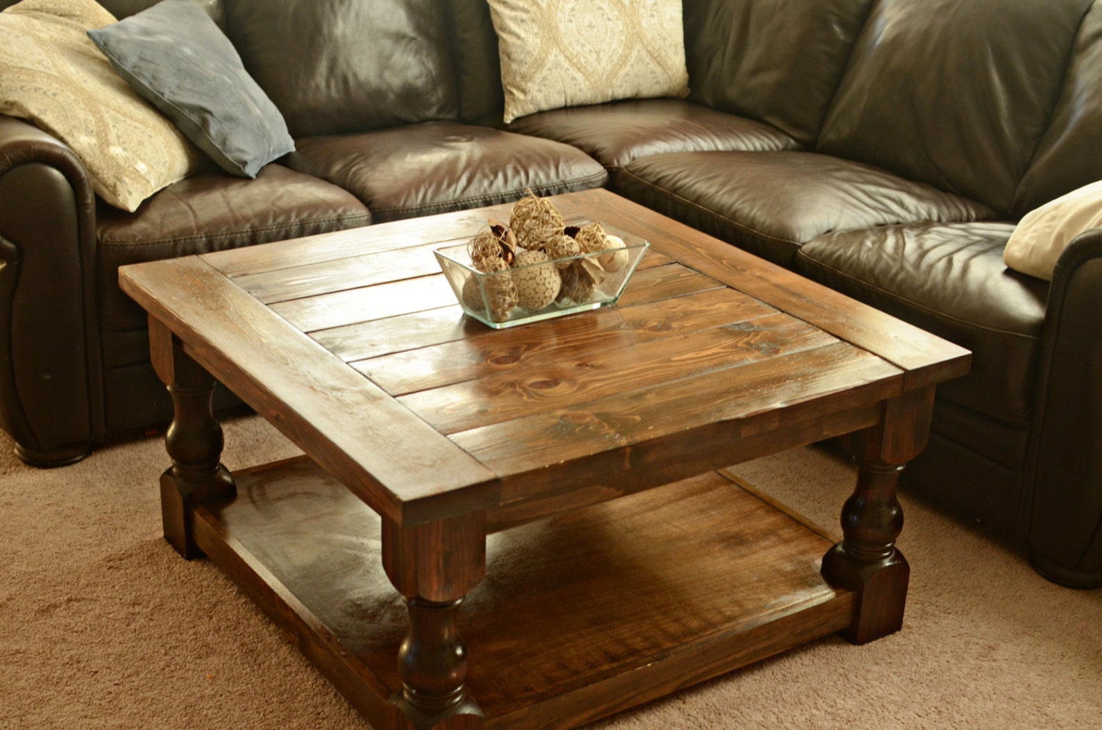 Custom Square Coffee Table With Turned Legs Etsy