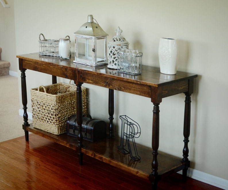 Custom Wood Console Table With Turned Legs Etsy