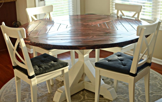 Solid wood round dining table Etsy