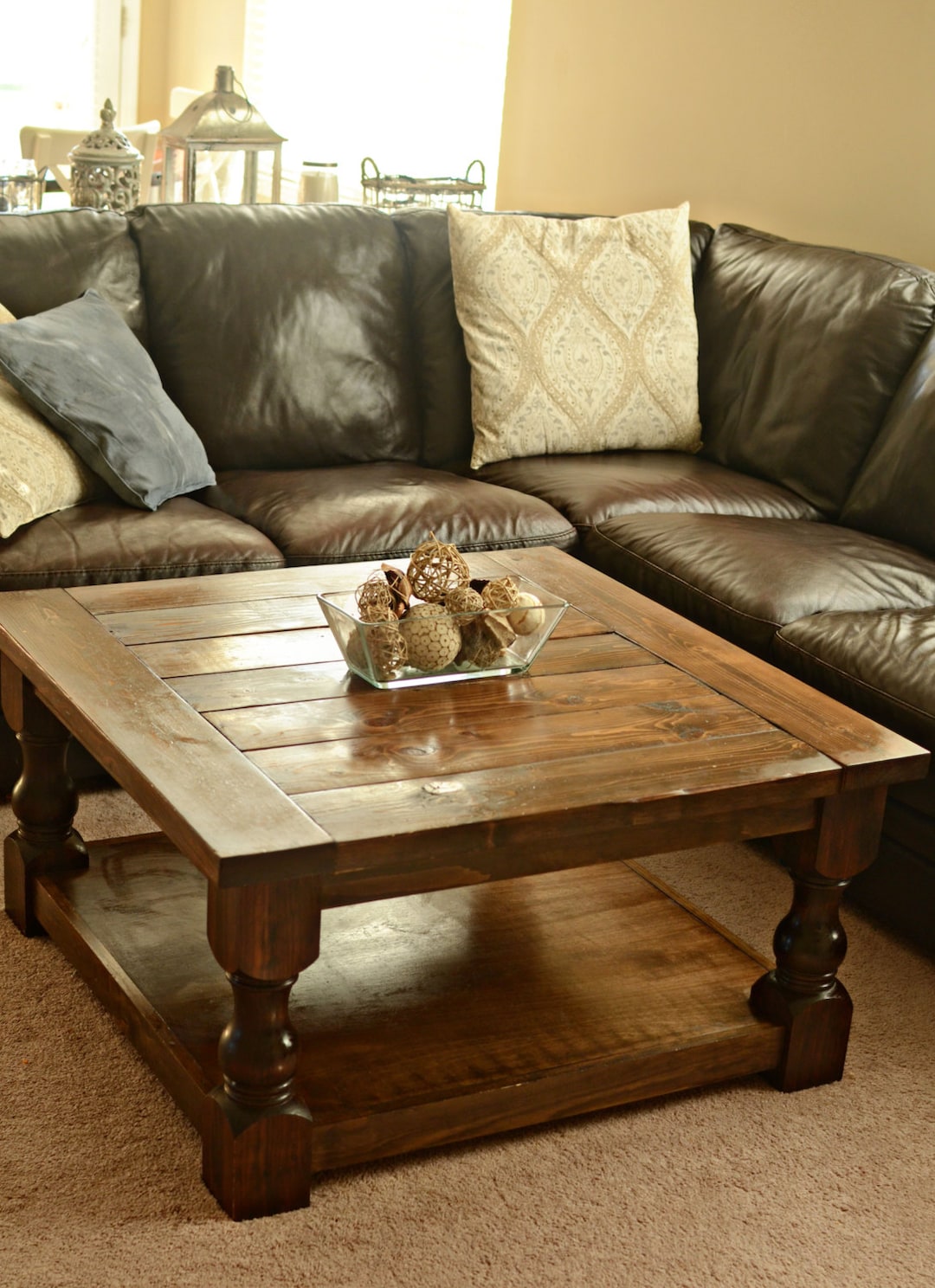 Custom Square Coffee Table With Turned Legs Etsy