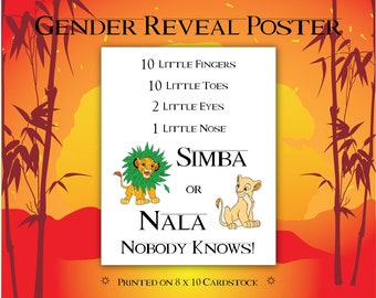 The Lion King Gender Reveal Poster for Team Simba or Team Nala - Nobody Knows!