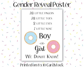 Gender Reveal Poster for Team Girl or Team Boy - We Donut Know!