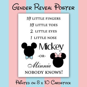 Gender Reveal Poster for Team Mickey or Team Minnie - Nobody Knows!