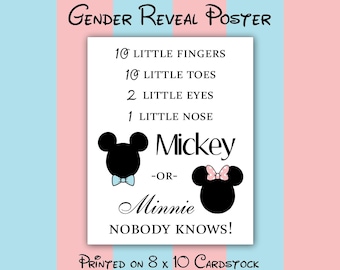 Gender Reveal Poster for Team Mickey or Team Minnie - Nobody Knows!