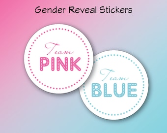 Team Pink and Team Blue Gender Reveal Stickers