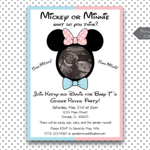 Digital Mickey or Minnie Gender Reveal Invite