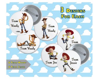 Toy Story Gender Reveal Pins - Team Woody or Team Jessie