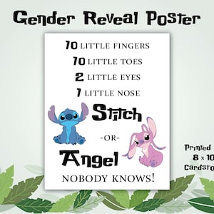 Gender Reveal Poster for Team Stitch or Team Angel - Nobody Knows!
