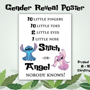 Gender Reveal Poster for Team Stitch or Team Angel - Nobody Knows!