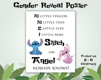 Gender Reveal Poster for Team Stitch or Team Angel - Nobody Knows!