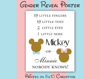 Gold Gender Reveal Poster for Team Mickey or Team Minnie - Nobody Knows!