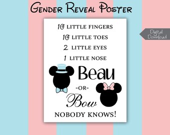 DIGITALE Gender Reveal Poster voor Team Bow of Team Beau - Niemand weet het!