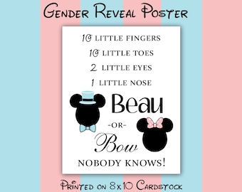 Gender Reveal Poster for Team Bow or Team Beau - Nobody Knows!
