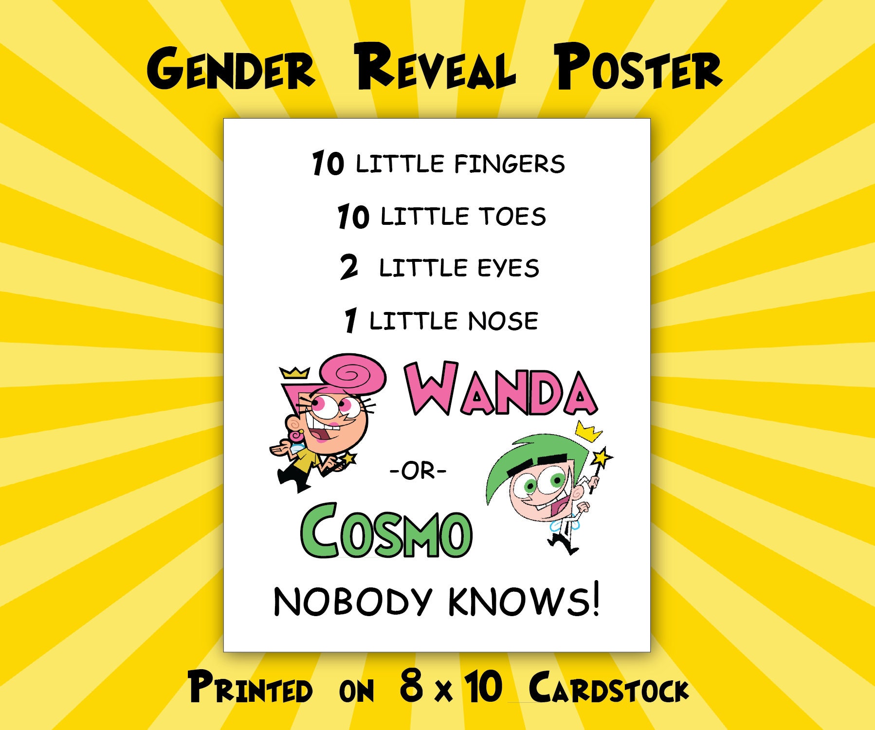 Editable Fairly Odd Parents Gender Reveal Welcome Sign 49% OFF