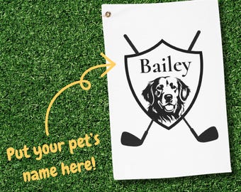 Personalized Golf Towel Custom Pet Golden Retriever Dog Gift Golf Gift for Women Dad Golf Gift for Men Gift for Golfers Fathers Day Gift