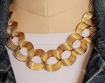 Vintage Goldtone Chain link Necklace, circa 1980 s, stack layering