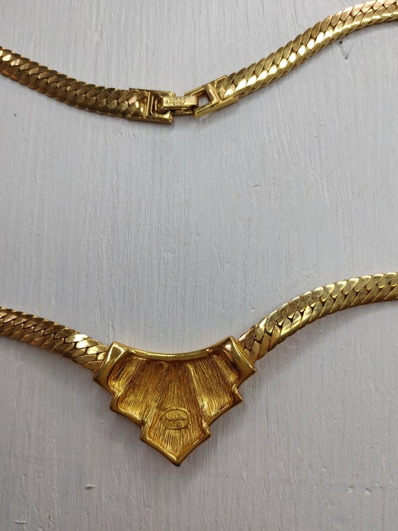 Vintage Signed Napier Necklace, peach resin gold … - image 5