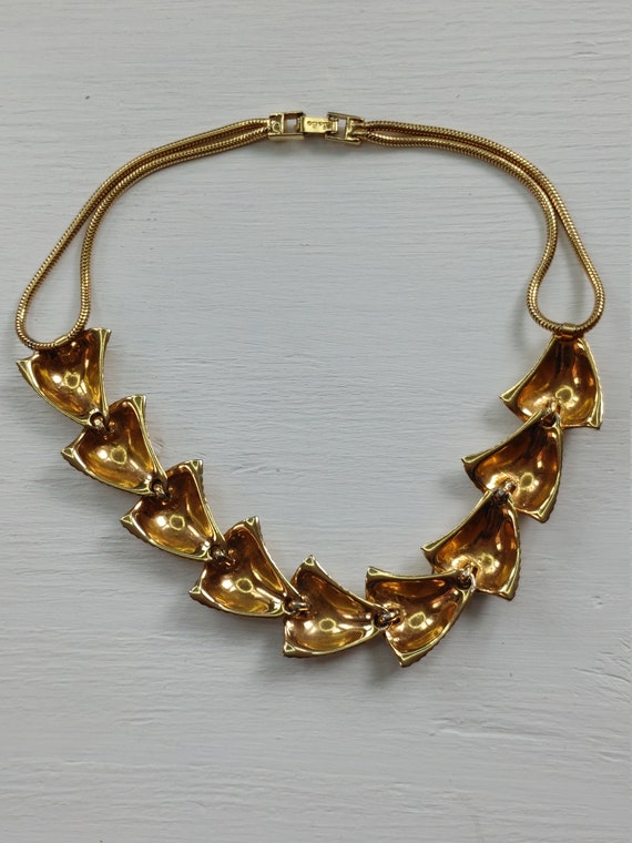 Vintage signed Ledo Gold tone collar Necklace wit… - image 7