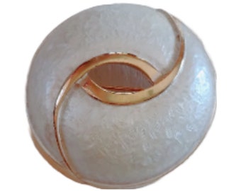 Vintage Signed Pastelli brooch, circle round brushed silver tone and polished gold tone