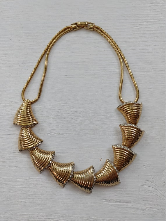 Vintage signed Ledo Gold tone collar Necklace wit… - image 4