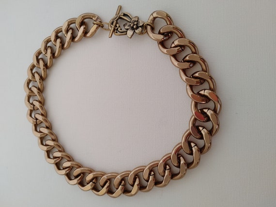 Vintage Bronze Gold tone Chunky Chain Necklace - image 5