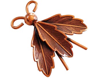 Vintage bug Brooch Copper pin leaf design